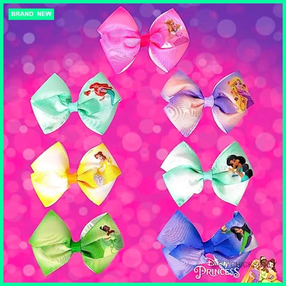 7-Piece Disney Princess Hair Bow Clip Set for Girls Ages 3+